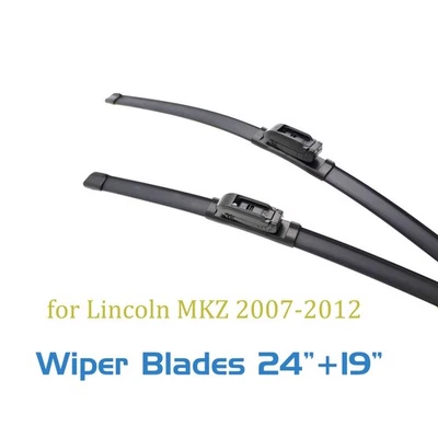Windshield Wiper Blades 24 19 for Lincoln MKZ 2007-2012 front 2 pcs J-hook - Image 1 of 4