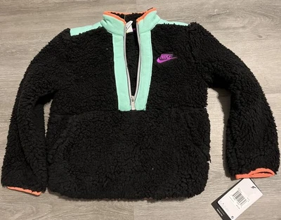 Nike Niños Negro Sherpa 1/2 Cremallera Talla 6 Ropa Deportiva Imitación Piel Chaqueta-NUEVO CON ETIQUETAS Foto 1 de 3