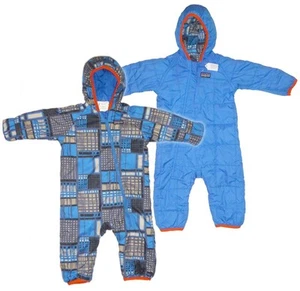 PATAGONIA 3 Months Blue Geo Print REVERSIBLE PUFF BALL BUNTING Mint! - Picture 1 of 5