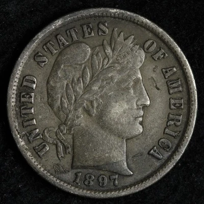 1897 Barber Silver Dime XF+ E278 WIM - Image 1 of 2