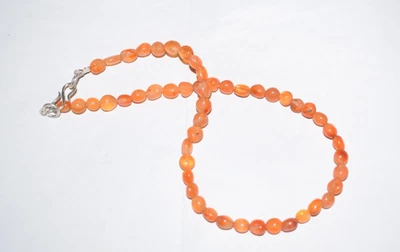 Arancione Corniola Perline Pietra 28 " Lungo Argento Sterling Collana come Visto - Immagine 1 di 4