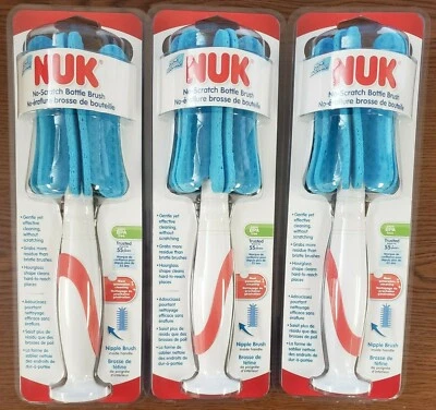 LOTE DE 3 - CEPILLOS PARA BIBERÓN NUK SIN ARAÑAZOS NUEVOS EN PAQUETE  Foto 1 de 2