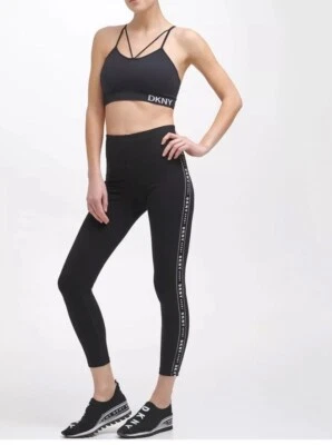 DKNY Women's High Waist Logo Leggings Pants, Black, Size M - Image 1 of 4