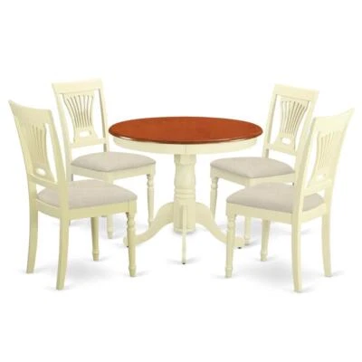 ANPL5-WHI-C 5 Pc Kitchen Table set-small Kitchen Table and 4 Chairs for... - Image 1 of 4
