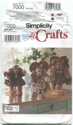 SIMPLICITY CRAFTS 7000 12" BEAR & CLOTHING UNCUT 1996 - Image 1 of 3