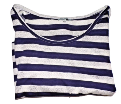 Charlotte Russe 3/4 袖短衬衫海军蓝金属白色针织上衣 R2 — 第 1/4 张图片