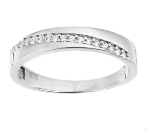Anillo de boda retorcido de oro blanco de 9 quilates creado anillo de diamantes talla O - Imagen 1 de 2