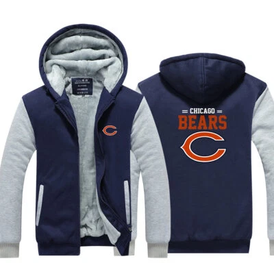 Abrigo de invierno con cremallera de forro polar para hombre Chicago Chaqueta de invierno Sudadera con capucha Warm Fans-BC Foto 1 de 4