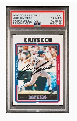 2005 Topps Retired Signature Edition Jose Canseco #31 PSA 6 Auto 10 - Image 1 of 3