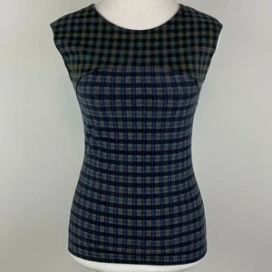 Chaleco Karen Millen Mujer Talla 6 Sin Mangas Ponte Cuadros Cuadros Elastizado Trabajo Carrera - Imagen 1 de 7
