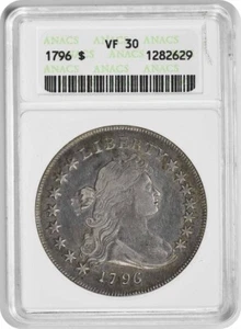 1796 Bust Silver Dollar Small Letters VF30 ANACS - Picture 1 of 4
