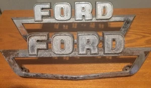 (2) 1963 1964 Ford Truck Metal Fender Emblems Pair OEM 63 64 - Picture 1 of 5