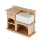 Puppenhaus im Maßstab 1:12 Miniaturmöbel Badezimmer Küche Holzhandwaschbecken