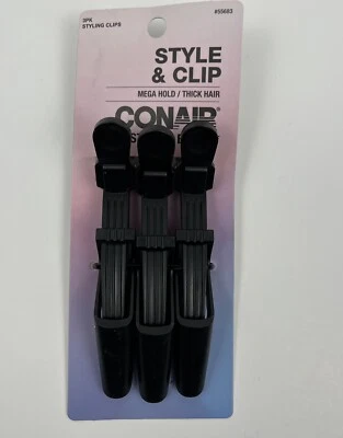 Conair Hair Styling Clips Mega Hold Thick Hair 3 Count Black 55683 - Image 1 of 4