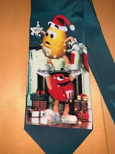 Mars M&M Candy Christmas Green Neck Tie Silk NEW Planet Mars - Picture 1 of 5