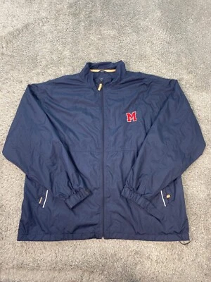 Vtg Mississippi State Bulldogs Jacket Mens 2XL Blue Full Zip Andrews Windbreaker - Image 1 of 4