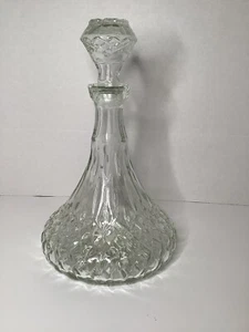 VINTAGE CRYSTAL PRESSED GLASS HOBNAIL SHIPS WINE PORT DECANTER WITH STOPPER - Picture 1 of 1
