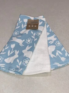 DEBORAH CONNOLLY TOALLAS DE COCINA (3) AZUL CONEJITO CONEJOS FLORES 100% ALGODÓN NUEVAS CON ETIQUETAS - Imagen 1 de 3