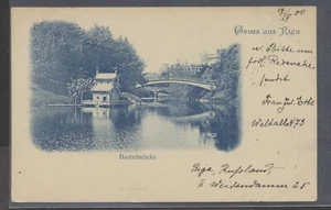 1900 Letonia Basteibrucke Boathouse + Puente postal franqueo ruso a Austria - Imagen 1 de 2