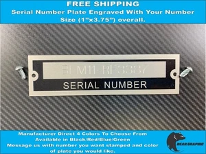 SERIAL NUMBER TAG PLATE ENGRAVED WITH NUMBER IDENTIFICATION ASSET TAG Free Ship - Picture 1 of 4