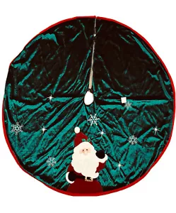 44 In Red Green Vevet Santa Christmas Tree Skirt - Picture 1 of 1