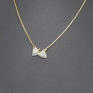 Vintage Strawberries Pendant Necklace Gold tone Rhinestone 15" Estate Costume - Picture 1 of 6