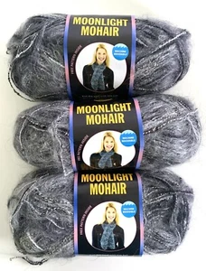 3 Matched Skeins Lion Brand Moonlight Mohair Yarn TUNDRA 1.75 oz 82 yds Ea - Picture 1 of 2