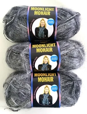 3 Matched Skeins Lion Brand Moonlight Mohair Yarn TUNDRA 1.75 oz 82 yds Ea - Image 1 of 2