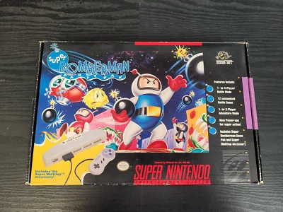 Super Bomberman Party Pak Super Nintendo SNES Complete In Box CIB Great Shape - Image 1 of 4
