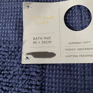 John Lewis Soft And Silky Cotton Bathmat. Navy. - Picture 1 of 4