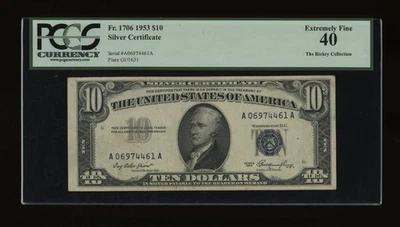 DBR 1953 $10 Silver Fr. 1706 PCGS XF-40 Serial A06974461A - Image 1 of 2