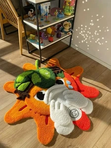 Handmade Tufted Cartoon Sun Rug Colorful Plush Floor Mat for Kids & Home Décor - Picture 1 of 5