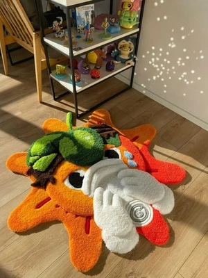 Handmade Tufted Cartoon Sun Rug Colorful Plush Floor Mat for Kids & Home Décor - Image 1 of 4