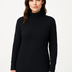 Banana Republic Women’s M Black Chunky Knit Mock Neck Sweater Fine Merino Wool - Picture 1 of 9