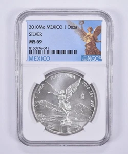 2010 Mo Mexico 1 Onza Silver Libertad MS69 NGC Mexico Label *9945 - Picture 1 of 5