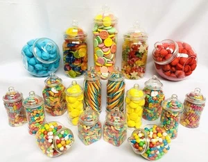 19 tarros dulces de plástico vacíos retro para recoger y mezclar, tienda de dulces victoriana, dulces - Imagen 1 de 9