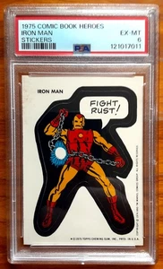1974 1975 Comic Book Heroes IRON MAN Stickers Card (Series 1) PSA 6 EX-MT - Picture 1 of 1