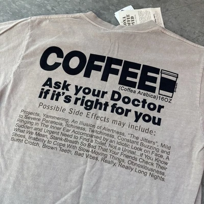 NOVAS Camisas Loucas Kona Camiseta Tingida Café Efeitos Colaterais Algodão Havaí Tamanho Pequeno - Imagem 1 de 4