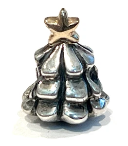 PANDORA 790365 Christmas Tree Charm 14K & SterlingSilver Stamped ALE 925 RETIRED - Picture 1 of 10