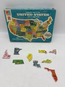 Puzzle vintage 1975 Milton Bradley mappa degli Stati Uniti/Mondo 2 lati completo - Foto 1 di 8