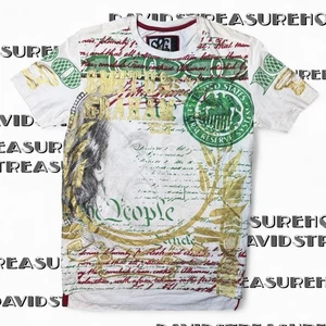 Vintage Y2K Mens Tee Size Medium Benjamin Franklin AOP Smith & Graham The People - Picture 1 of 7