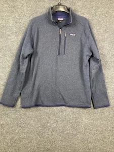 Patagonia Mens Large Navy Blue 1/4 Zip L/S Front Zip Pocket Fleece Pullover - Picture 1 of 5