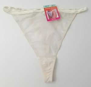 Vtg. Amanda Stewart Sears Stretch Mesh Thong Panties Hi-Cut Size XL Ivory NOS - Picture 1 of 7