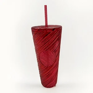 Starbucks 2024 Chained Burgundy Cold Cup Venti w/Straw Tumbler, 24 oz., New - Imagen 1 de 3