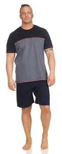 Herren Schiesser Schlafanzug Pyjama Shorty kurz Shorty blau SK2 - Bild 1 von 4