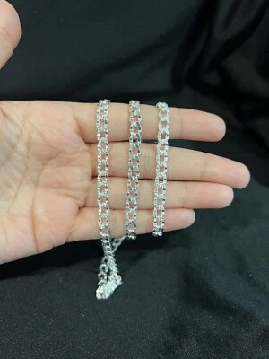 Cadena cubana de 20" de plata esterlina 925 para hombre y mujer pavé pepita corte diamante Foto 1 de 4