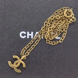 CHANEL Used CC Logos Gold Plated Chain Necklace 376 Vintage #CD725 S - Picture 1 of 13