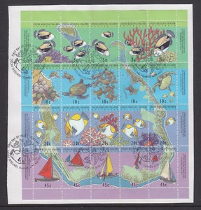  COCOS KEELING 1994  MAP OF COCOS SHEETLET OF 20 USED ON PAPER. EX FDC. - Picture 1 of 1