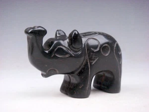 Vintage Nephrite Jade Stone Carved Sculpture Elephant w/ Nose Up #04191906 - Picture 1 of 7