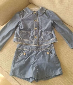 Janie and Jack blue white promenade cropped jacket and shorts Size 7 - Picture 1 of 4